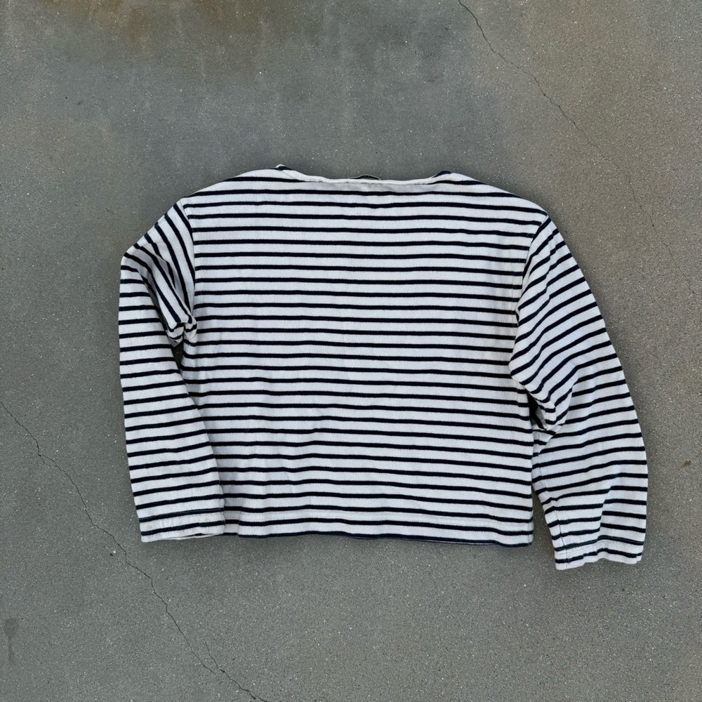Buck Mason Striped Long Sleeve Knit Top | Navy & White | Size XS - Picture 4 of 4